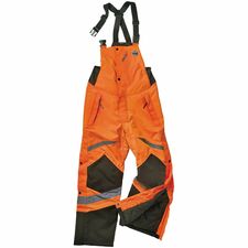 Ergodyne 8928 Hi-Vis Insulated Rain Bibs Bib Overall - 3XL - Orange, Black - Polyester, 300D Oxford Polyester, Polyurethane, 300D ripstop polyester