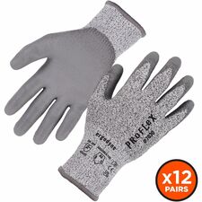 Ergodyne 7030 PU-Coated Cut-Resistant Gloves Abrasion, Dirt, Debris Protection - Polyurethane Coating - Large Size - High Performance Polyethylene (HPPE), Nylon Spandex - Gray - Touchscreen Capable - Cut Resistant, Abrasion Resistant, Durable, Flexible, N