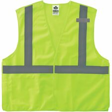 Ergodyne GloWear 8215BA Breakaway Mesh Vests Recommended for: Survey Crew, Construction, Railway Worker, Baggage Handling, Warehouse, Distribution, Utility Crew - Large - Hook & Loop Closure - 1 Pocket(s) - Polyester Mesh - Lime - High Visibility, Machine