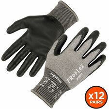 Ergodyne Nitrile-Coated Cut-Resistant Gloves Dirt, Debris Protection - Nitrile Coating - Medium Size - Nitrile - Gray - Machine Washable, Cut Resistant, Abrasion Resistant, Dual Layer, Non-slip Grip, Breathable, Comfortable Grip, Durable Grip, Snug Fit, E