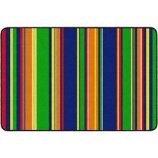 Flagship Carpets Basics Stripes Classroom Rug 48" Length x 72" Width - Rectangle - Primary - Nylon