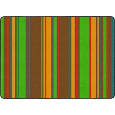 Flagship Carpets Basics Stripes Classroom Rug 72" Length x 100.80" Width - Rectangle - Muted - Nylon