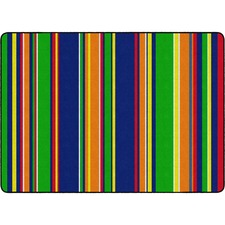 Flagship Carpets Basics Stripes Classroom Rug 72" Length x 100.80" Width - Rectangle - Primary - Nylon
