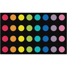 Flagship Carpets Schoolgirl Style Rainbow Dots Rug 91.20" Length x 12 ft Width - Rectangle - Primary