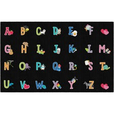 Flagship Carpets Schoolgirl Alphabet Pictures Rug 91.20" Length x 12 ft Width - Rectangle - Primary