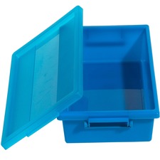 Deflecto Little Artist Antimicrobial Storage Tote 3.07" Height x 11.89" Width x 6.81" Depth - Antimicrobial, Lightweight, Mold Resistant, Mildew Resistant, Handle, Portable, Stackable, Durable, Spill Resistant, Easy to Clean - Blue - Polypropylene - 1 Eac