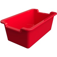 Deflecto Antimicrobial Rectangular Storage Bin 5.06" Height x 13.24" Width x 8.05" Depth - Antimicrobial, Lightweight, Mold Resistant, Mildew Resistant, Handle, Portable, Stackable - Red - Polypropylene - 1 Each