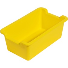 Deflecto Antimicrobial Rectangular Storage Bin 5.06" Height x 13.24" Width x 8.05" Depth - Antimicrobial, Lightweight, Mold Resistant, Mildew Resistant, Handle, Portable, Stackable - Yellow - Polypropylene - 1 Each