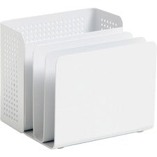 U Brands Modern Perforated Metal Sorter Cup 3.90" Height x 4.40" Width x 4.30" Depth - Durable - White - Metal - 1 Each