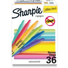 Sharpie Pocket Highlighters Chisel Marker Point - Dry - 36 / Box