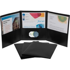 C-Line CLI-33941 Letter Portfolio 8 1/2" x 11" - 75 Sheets Capacity - 3 Pocket(s) - Polypropylene - Black - 24 / Box