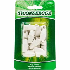 Ticonderoga Pencil Cap Erasers White - Wedge - Vinyl - 25 / Pack - Latex-free, Non-toxic, Smudge-free