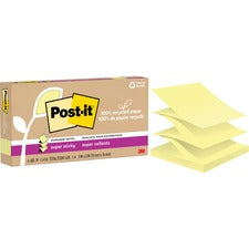 Post-it&reg; Super Sticky Adhesive Note 420 x Canary Yellow - 3" Flag/Note Width x 3" Flag/Note Length - Square - 70 Sheets per Pad - Canary Yellow - Removable, Repositionable, Recyclable, Pop-up - Recycled - 6 / Pack