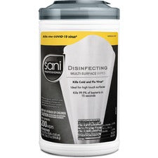 Sani Professional Disinfecting Multi-Surface Wipes Disinfectant, Disposable - White - 200 Tub - 1 Each