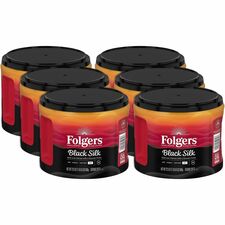 Folgers&reg; Ground Black Silk Coffee Dark - 22.6 oz Per Canister - Ground - Black Silk - 6 / Carton
