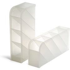 Officemate Pen Holder Desk Organizer 8 Compartment(s) - Horizontal/Vertical - 8" Height x 4" Width x 3.70" Depth - Desktop - Durable, Pen Holder - Translucent White - Plastic - 2 / Pack