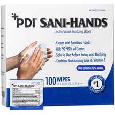 PDI Sani-Hands Instant Hand Sanitizing Wipes Box - 100/Box - 10 / Carton