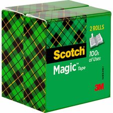 Scotch Magic Tape 72 yd Length x 0.75" Width - 3" Core - Clear - Split Resistant, Tear Resistant - For Paper, Mending, Document - 2/Pack - 6 / Bundle