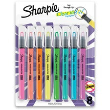 Sharpie Clear View Highlighter Fine Chisel Marker Point - Yellow, Pink, Orange, Coral, Blue, Purple, Fluorescent Green Ink - 8 / Pack