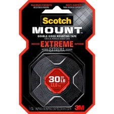Scotch-Mount Extreme Double-Sided Mounting Tape 5 ft Length x 1" Width - Black - 1 Roll