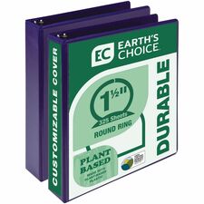 Samsill Earth's Choice Plant-based View Binders 1 1/2" Binder Capacity - Letter - 8 1/2" x 11" Sheet Size - 3 Ring(s) - Fastener(s): Round Ring - Chipboard, Polypropylene, Plastic - Purple - Recycled - Bio-based, Durable, Recyclable, Punched, Clear Overla
