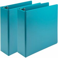 Samsill Earth's Choice Plant-based View Binders 3" Binder Capacity - Letter - 8 1/2" x 11" Sheet Size - 3 Ring(s) - Fastener(s): Round Ring - Pocket(s): 2 - Chipboard, Polypropylene, Plastic - Turquoise - Recycled - Durable, Clear Overlay, Non-glare, PVC-