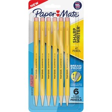 Paper Mate Sharpwriter Mechanical Pencils 0.7 mm Black Lead - HB/#2 - Yellow Barrel - 6 / Pack