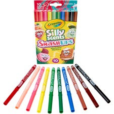 Crayola Silly Scents Slim Scented Washable Markers Broad, Fine Marker Point - Washable - Assorted Ink - Water Based - Assorted Barrel - 10 / Pack