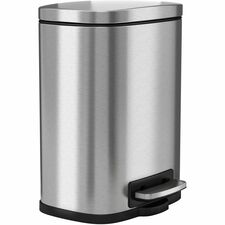 HLS Commercial Fire-Rated Soft Step Trash Can 1.32 gal Capacity - Pedal Control, Handle, Durable, Smooth, Lid Closure, Fingerprint Proof, Fire Retardant, Removable Inner Bin - 11.8" Height x 8.5" Width x 7.3" Depth - Stainless Steel - Silver - 1 Each