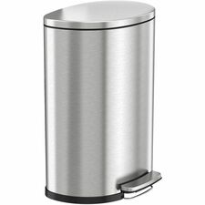 HLS Commercial Fire-Rated Soft Step Trash Can 13.20 gal Capacity - Pedal Control, Handle, Durable, Smooth, Lid Closure, Fingerprint Proof, Fire Retardant, Removable Inner Bin - 26" Height x 18.5" Width x 12.5" Depth - Stainless Steel - Silver - 1 Each