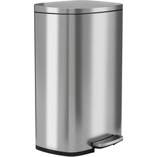 HLS Commercial Fire-Rated Soft Step Trash Can 13.20 gal Capacity - Pedal Control, Handle, Durable, Smooth, Lid Closure, Fingerprint Proof, Fire Retardant, Removable Inner Bin - 26" Height x 16.8" Width - Stainless Steel - Silver - 1 Each