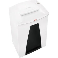 HSM SECURIO B34 - 1/16" x 5/8" Continuous Shredder - Particle Cut - 15 Per Pass - for shredding Paper, Paper Clip, Staples, CD, DVD, Credit Card - 0.063" x 0.625" Shred Size - P-5/T-5/E-4/F-2 - 12.20" Throat - 26.40 gal Wastebin Capacity - White