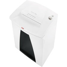 HSM SECURIO B34 - 3/16" x 1 1/8" Continuous Shredder - Particle Cut - 22 Per Pass - for shredding Paper, Paper Clip, Staples, CD, DVD, Credit Card - 0.188" x 1.125" Shred Size - P-4/O-3/T-4/E-3/F-1 - 12.20" Throat - 26.40 gal Wastebin Capacity - White