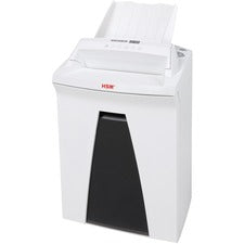 HSM SECURIO AF150 - 1/16" x 5/8" Continuous Shredder - Particle Cut - 7 Per Pass - for shredding Staples, Paper, Paper Clip, Credit Card - 0.188" x 1.250" Shred Size - P-5/T-5/E-4/F-2 - 9.45" Throat - 9.20 gal Wastebin Capacity - White