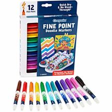 Crayola Doodle Markers Fine Marker Point - Multicolor Ink - 12 / Pack