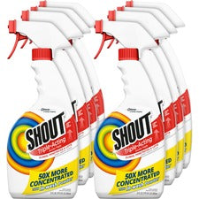 Shout Laundry Stain Remover Concentrate - Color Safe, Washable, Refillable - Clear - 8 / Carton