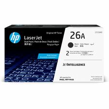 HP 26A Original Average Yield Laser Toner Cartridge - Dual Pack - Black - 2 / Carton 3100 Pages