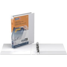 QuickFit Round Ring Unique Binder 1" Binder Capacity - Letter - 8 1/2" x 11" Sheet Size - 200 Sheet Capacity - Fastener(s): Round Ring - Pocket(s): 2, Internal - Vinyl - White - Recycled - Print-transfer Resistant, Exposed Rivet, PVC-free - 1 Each