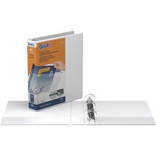 QuickFit Round Ring Unique Binder 1 1/2" Binder Capacity - Letter - 8 1/2" x 11" Sheet Size - 275 Sheet Capacity - Fastener(s): Round Ring - Pocket(s): 2, Internal - Vinyl - White - Recycled - Print-transfer Resistant, Exposed Rivet, PVC-free - 1 Each