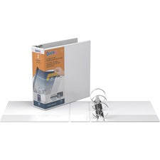 QuickFit Round Ring Unique Binder 3" Binder Capacity - Letter - 8 1/2" x 11" Sheet Size - 600 Sheet Capacity - Fastener(s): Round Ring - Pocket(s): 2, Internal - Vinyl - White - Recycled - Print-transfer Resistant, Exposed Rivet, PVC-free - 1 Each