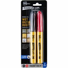 Avery&reg; Marks A Lot UltraDuty Markers, Chisel Tip, 2 Assorted Markers (29863) 5 mm Bold Chisel, Narrow Narrow Marker Point - Black, Red Ink - Polyester Tip - 2 / Pack