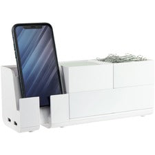 Bostitch Konnect Stackable Desk Organizer Desktop - Stackable, Durable, Cable Management, Rubber Feet, Non-slip Feet - White - 1 Each