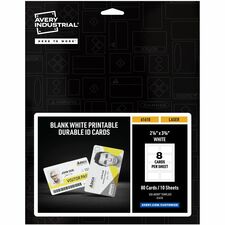 Avery&reg; ID Card Rectangular Shape - Double Sided - Durable, Hand Writable, Printable, Water Proof, Chemical Resistant, Abrasion Resistant, Tear Resistant, UV Resistant - Industrial, Conference, Business, Card - PET - White - 80 / Pack