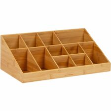 Mind Reader Bali 11-Compartment Bamboo Organizer 11 Compartment(s) - 2 Tier(s) - 6.50" Height x 9.50" Width x 18.19" Depth - Desktop, Tabletop, Counter - Lightweight, Durable, Food Safe, Easy to Clean - Brown - Bamboo - 1 Each