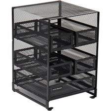 Mind Reader Network 5-Compartment Tea Bag Organizer 30 x Tea Bag - 5 Compartment(s) - 5 Drawer(s) - 10" Height x 6.75" Width x 7" Length - Counter, Desktop, Tabletop - Removable Drawer, Easy to Clean, Non-skid Base, Rubber Feet, Compact - Black - Metal Me