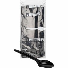Mind Reader Cutlery Dispenser Utensil Refill Spoon - Kitchen, Breakroom - Black - 100 / Pack