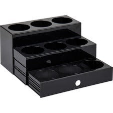 Mind Reader 9-Compartment Nested Syrup Bottle Holder 9 Compartment(s) - 3 Tier(s) - 7" Height x 5" Width x 12.50" Length - Easy to Clean, Sliding Tray - Black - 1 Each