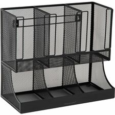 Mind Reader 6-Compartment Coffee Condiment Organizer 6 Compartment(s) - 2 Tier(s) - 11.05" Height x 12.80" Width x 6.30" Length - Counter, Desktop, Tabletop - Durable, Lightweight, Easy to Clean, Food Safe - Black - Metal Mesh - 1 Each