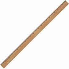 Charles Leonard Office Ruler 24" Length x 1.3" Width - Wood, Metal - Brown - 1 Each