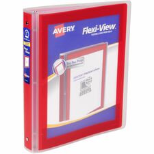Avery&reg; Flexi-View 3 Ring Binder, 1 Inch Round Rings, 1 Red Binder 1" Binder Capacity - Letter - 8 1/2" x 11" Sheet Size - 175 Sheet Capacity - Fastener(s): Round Ring - Pocket(s): 1, Inside Back - Polypropylene, Poly - Red - Durable, Spine, Flexible,